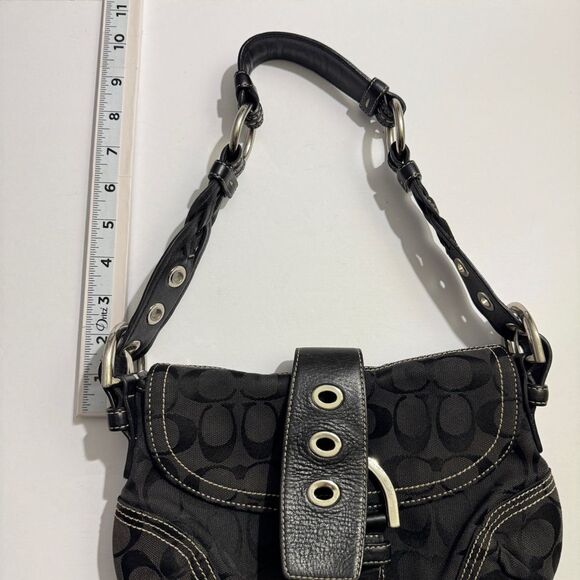 Vintage Coach 6171 Y2K Soho Bag Purse Baguette Jacquard Monogram Leather Black - Picture 9 of 13